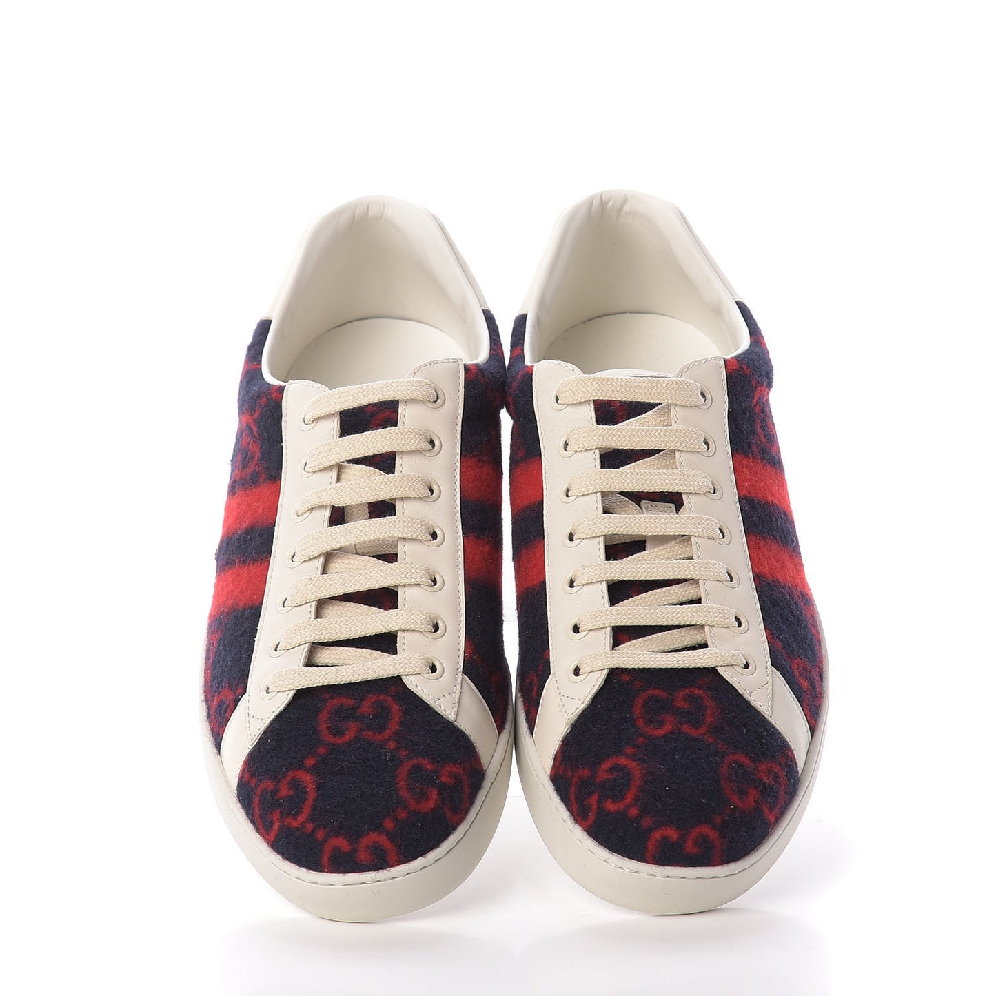 Covered Wool Big GG Monogram Mens Sneakers 10.5 Blue Red Mystic White