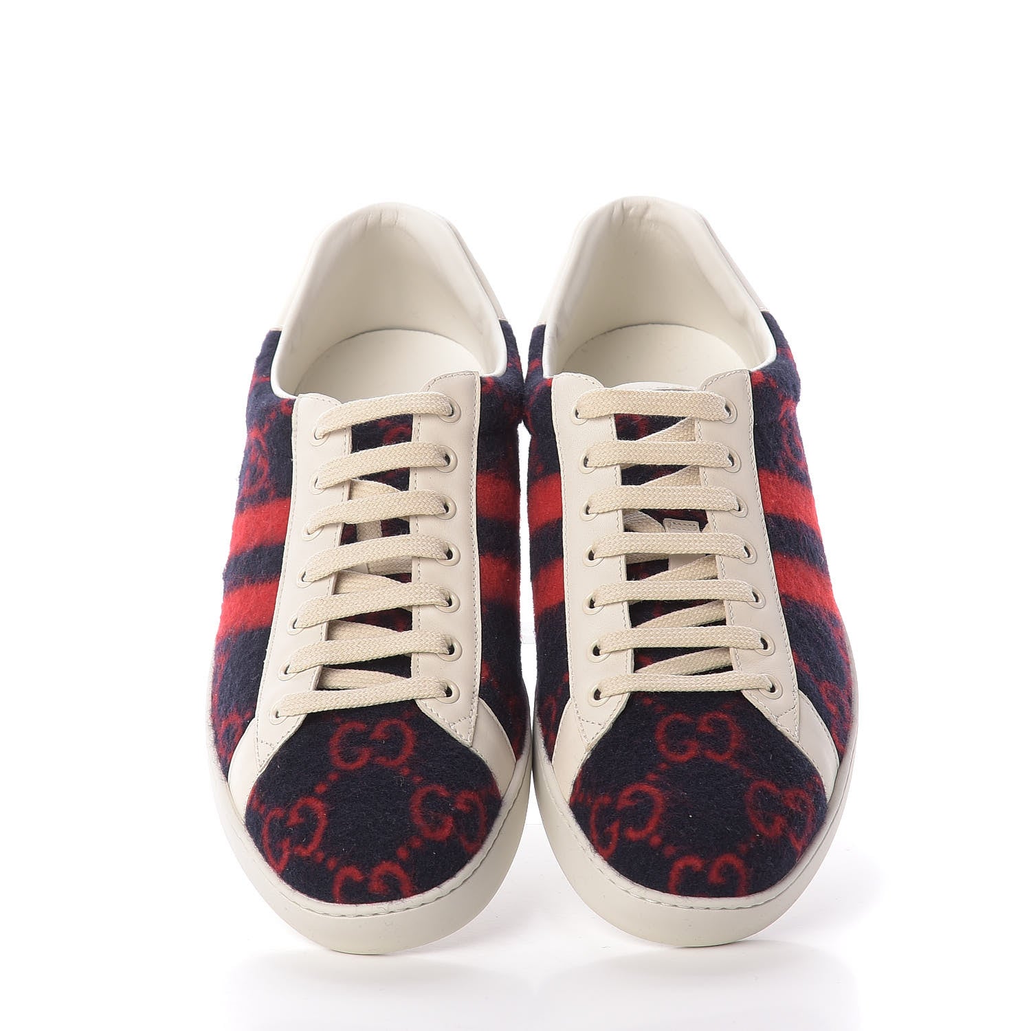 Gucci Covered Wool Big GG Monogram Mens Sneakers 10.5 Blue Red Mystic White 5 of 12