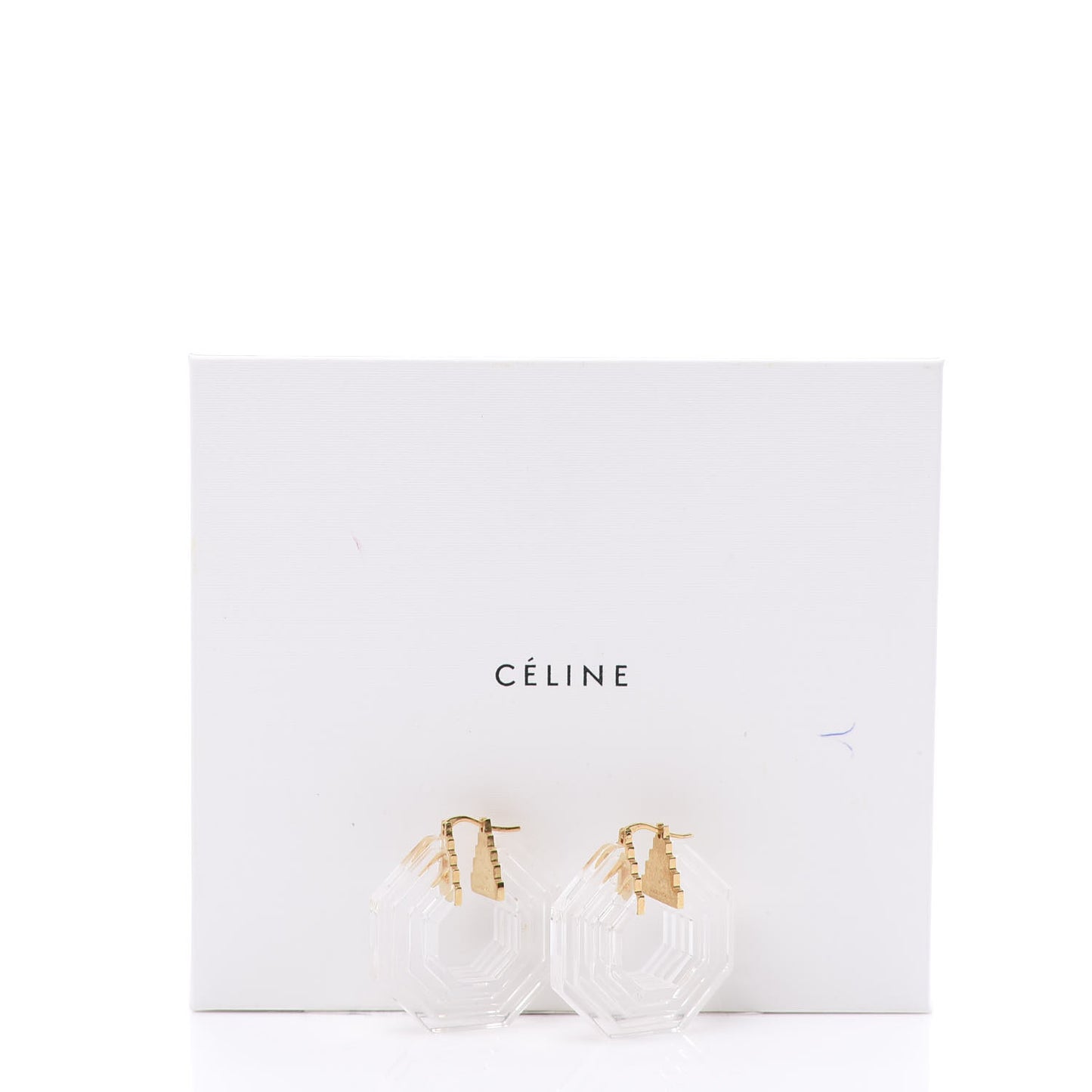 Lucite Octagonal Art Deco Hoop Earrings