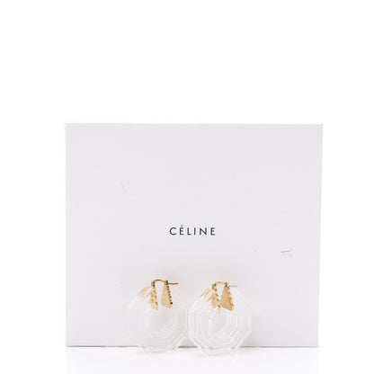 Celine Lucite Octagonal Art Deco Hoop Earrings 2 of 5