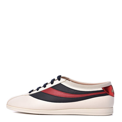 Gucci Calfskin Mens Web Falacer Sneakers 7 White Blue 1 of 10