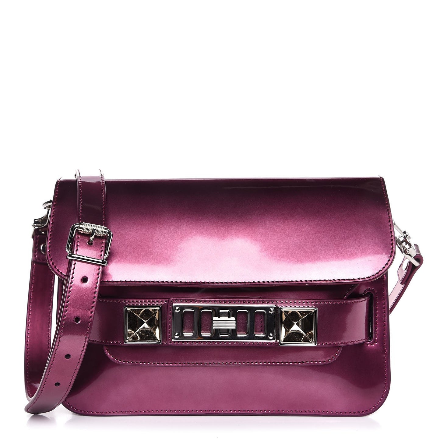 Patent Mini PS11 Classic Shoulder Bag Bordeaux Pink