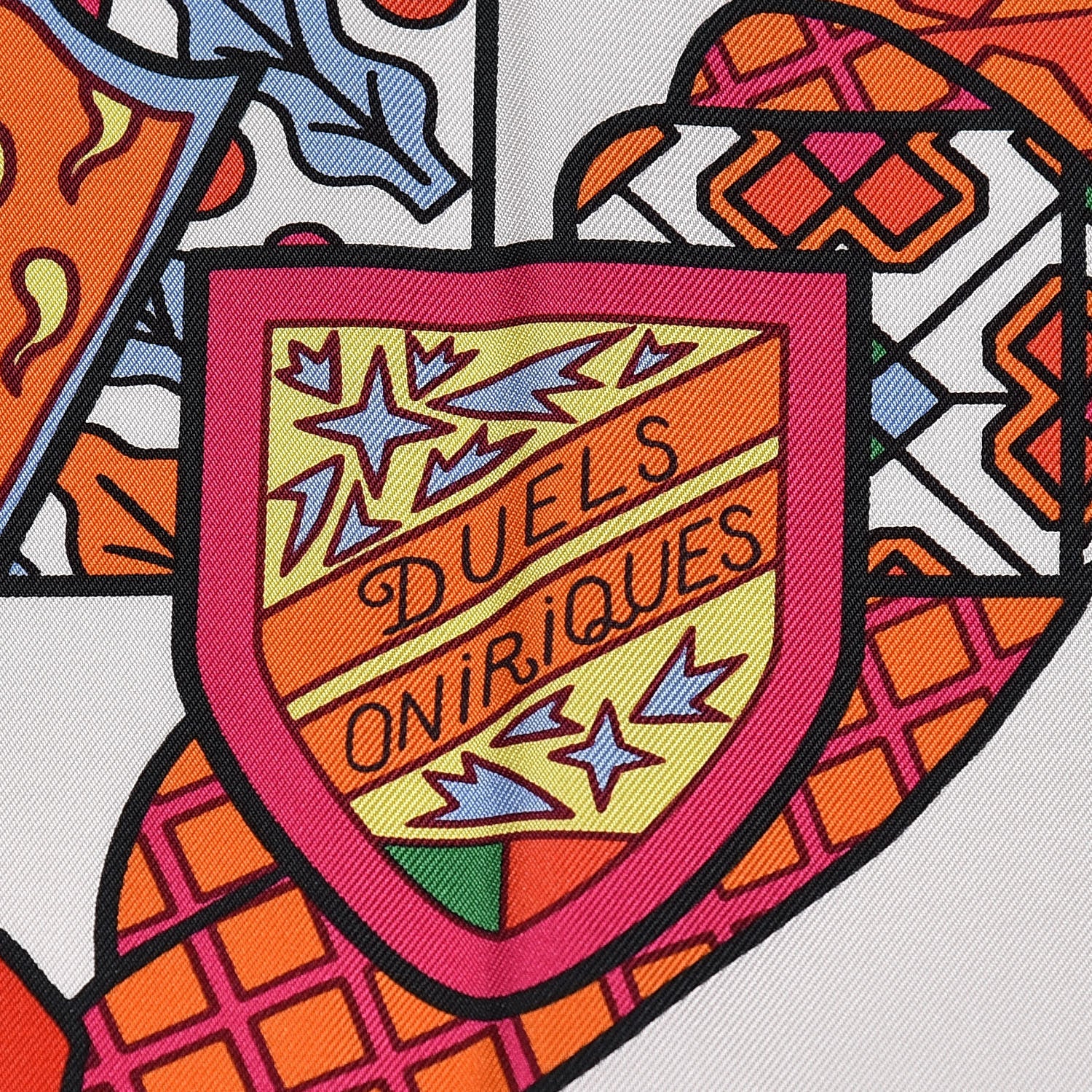 Hermes Silk Duels Oniriques 90 Blanc Orange Multicolore 3 of 7