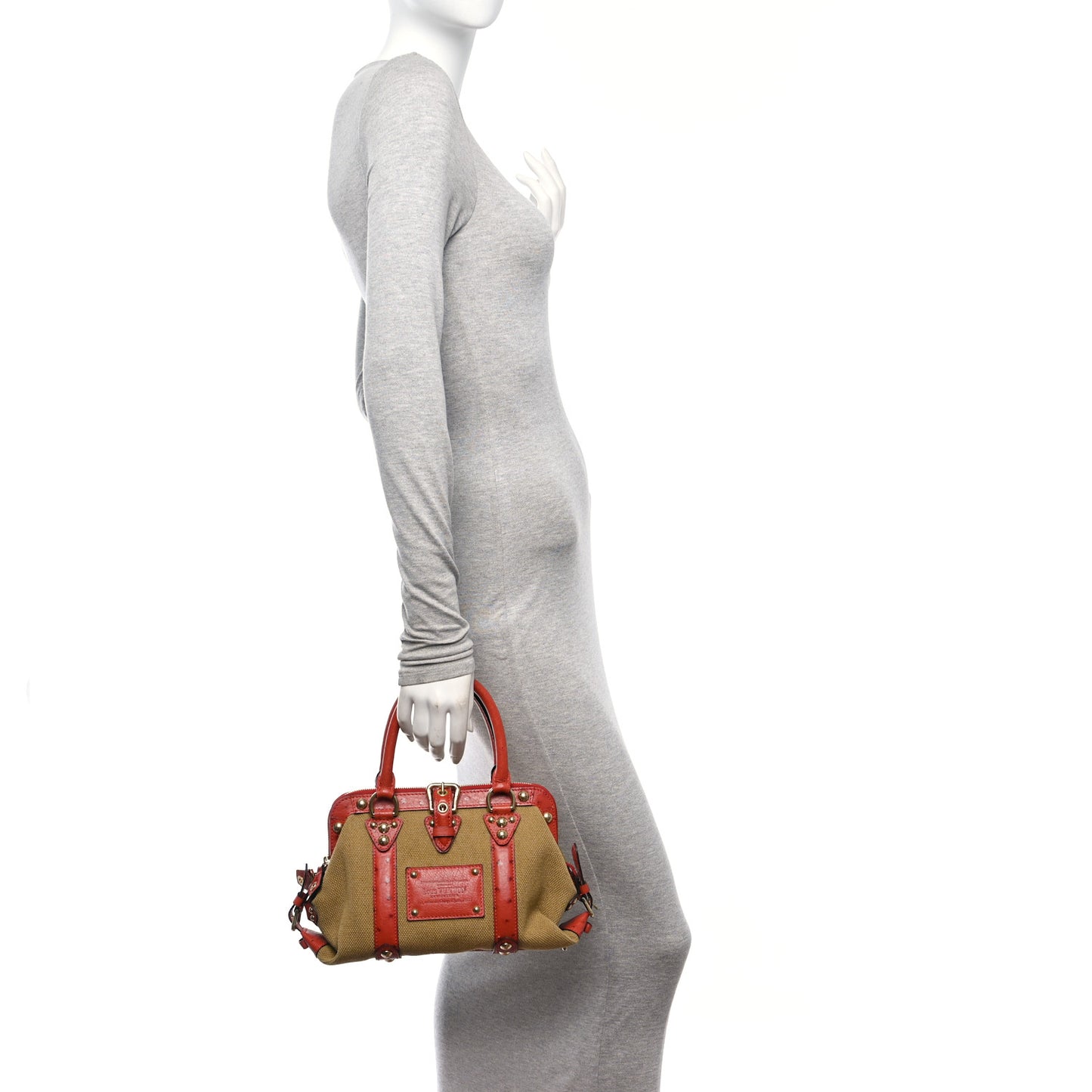 Toile Ostrich Trianon Sac de Nuit GM Olive Rouille