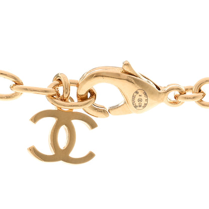 Chanel Resin Crystal Pearl Chain Heart CC Pendant Choker Necklace Pink White Gold 5 of 6