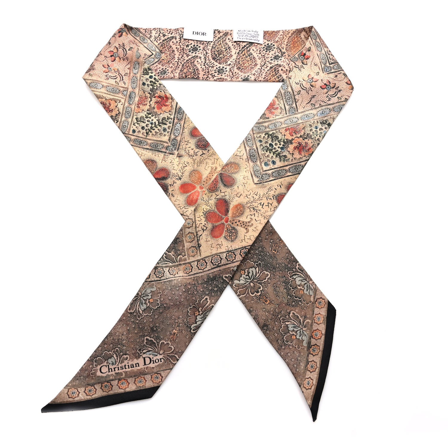 Christian Dior Silk Patch Trefle Mitzah Scarf Beige 1 of 3