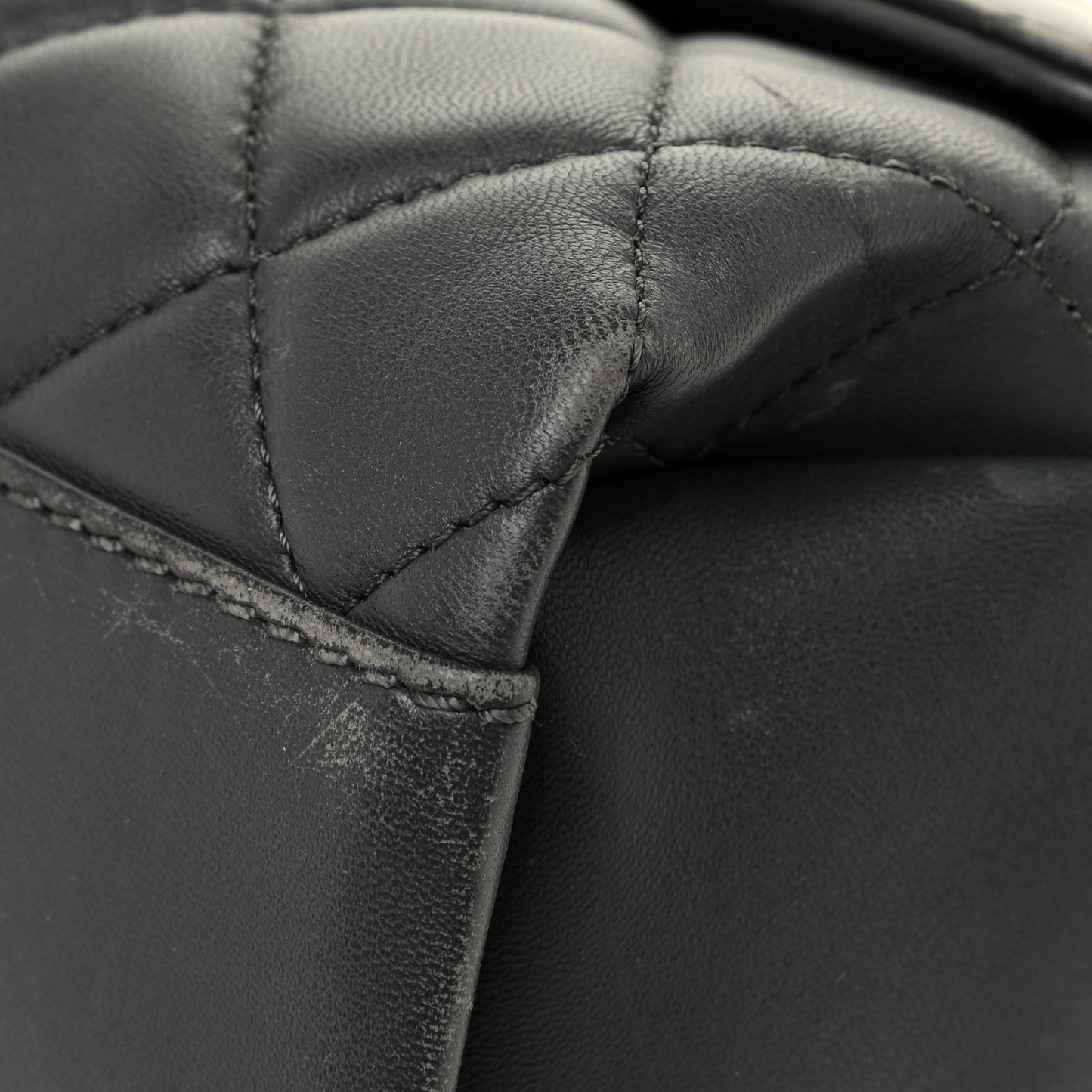 Lambskin Quilted Jumbo Coco Loop Flap Charcoal Grey