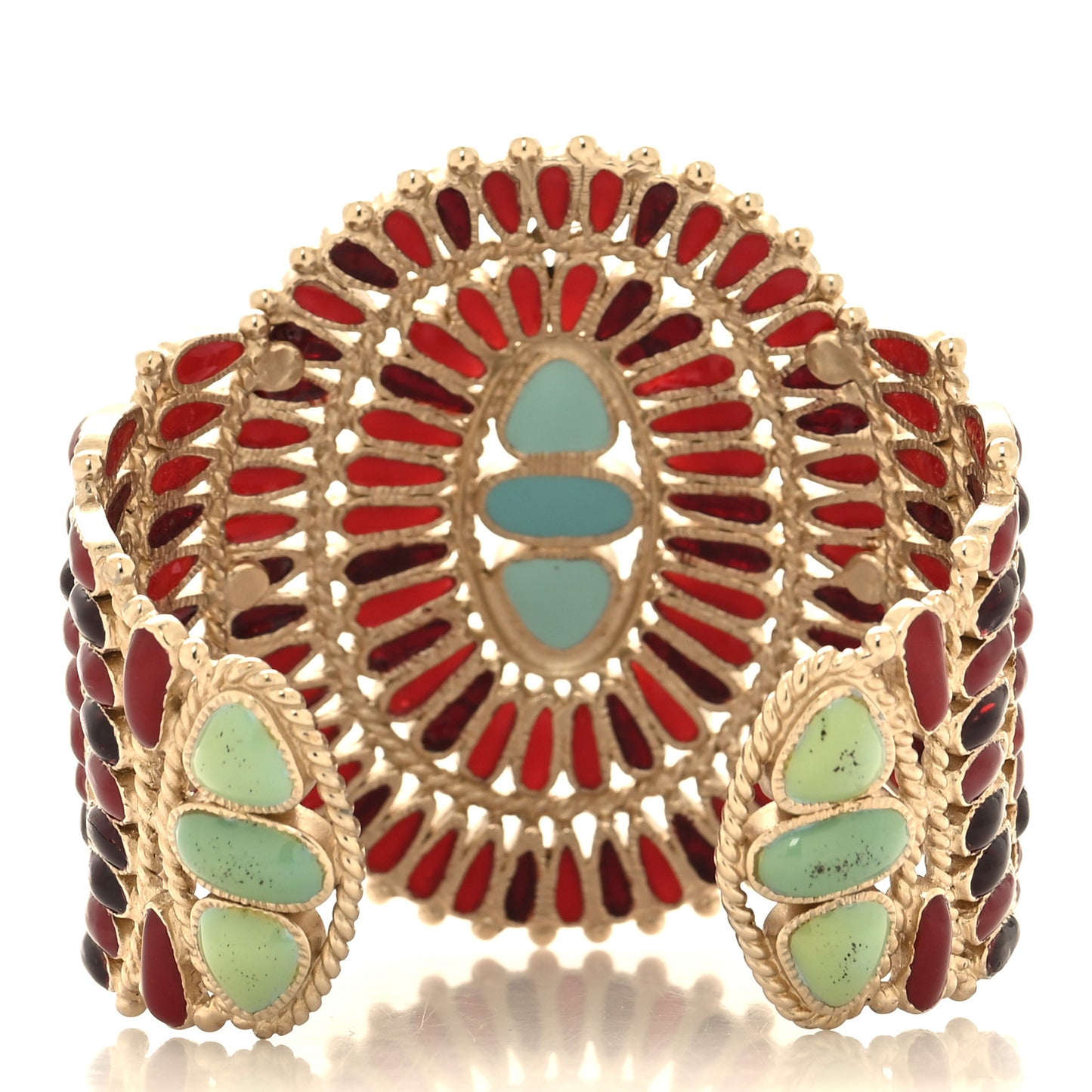 Resin Gripoix Pearl CC Cuff Maroon Multicolor