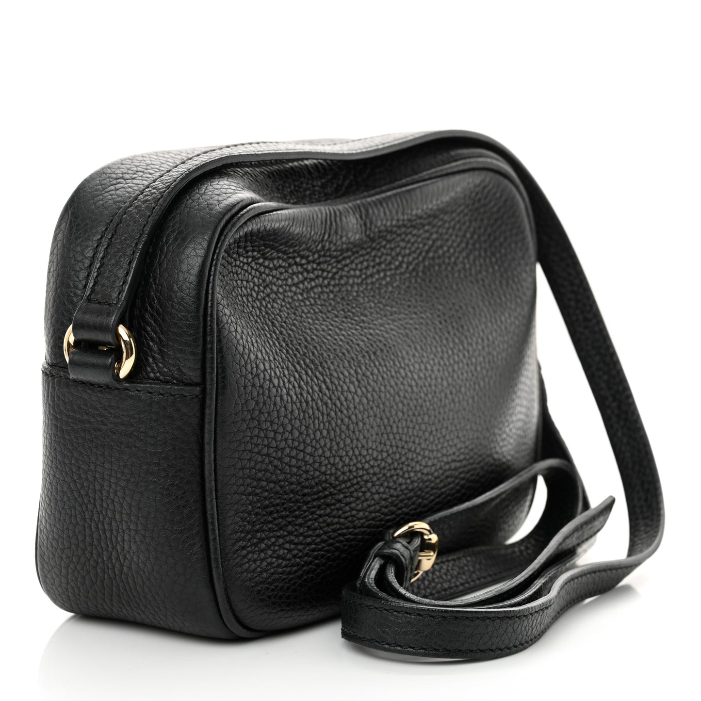 Pebbled Calfskin Small Soho Disco Bag Black
