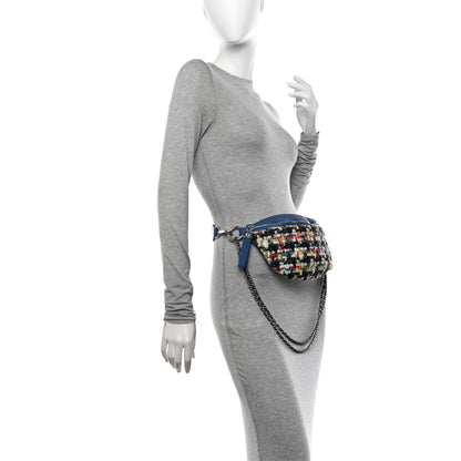 Chanel Lambskin Tweed Waist Bag Blue Multicolor 2 of 12
