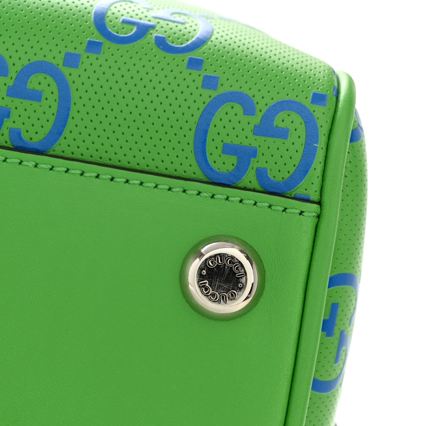 Calfskin GG Tennis Embossed Large Duffle Bag Joy Green Joy Blue