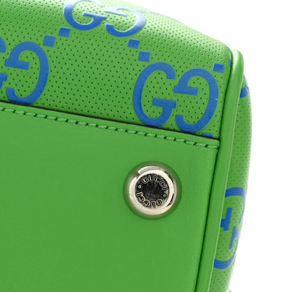 Gucci Calfskin GG Tennis Embossed Large Duffle Bag Joy Green Joy Blue 9 of 9