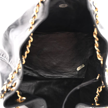 Chanel Grained Calfskin Lambskin Quilted Drawstring Bucket Bag Black 6 of 12