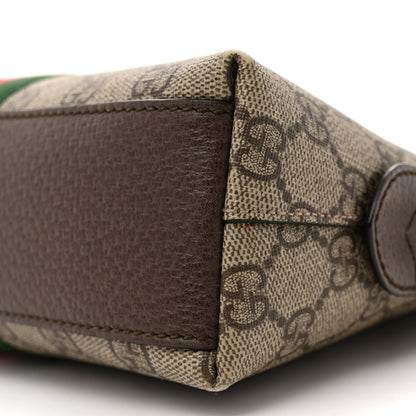 Gucci GG Supreme Monogram Textured Dollar Calfskin Web Small Ophidia Dome Shoulder Bag Beige Ebony New Acero 10 of 11
