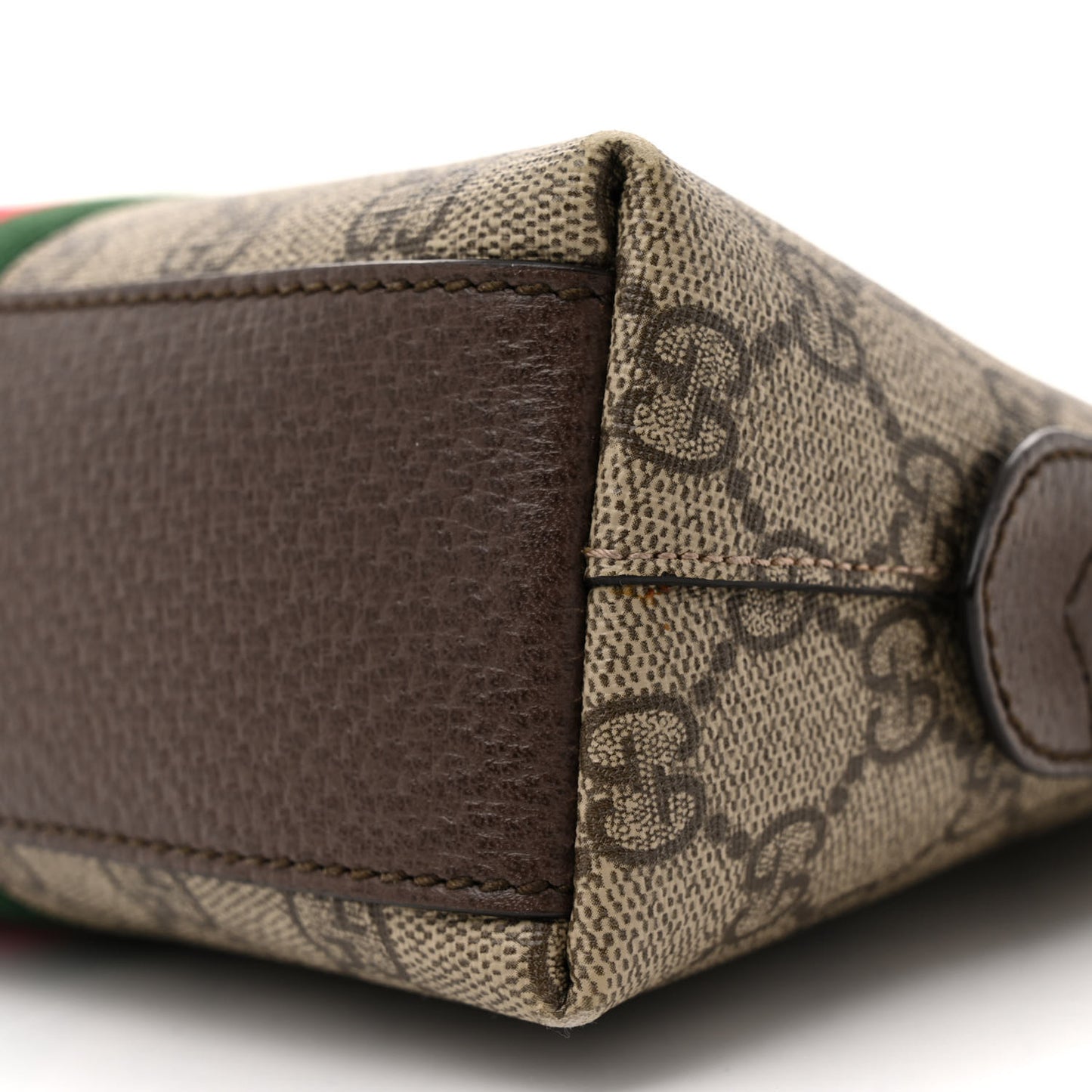 GG Supreme Monogram Textured Dollar Calfskin Web Small Ophidia Dome Shoulder Bag Beige Ebony New Acero