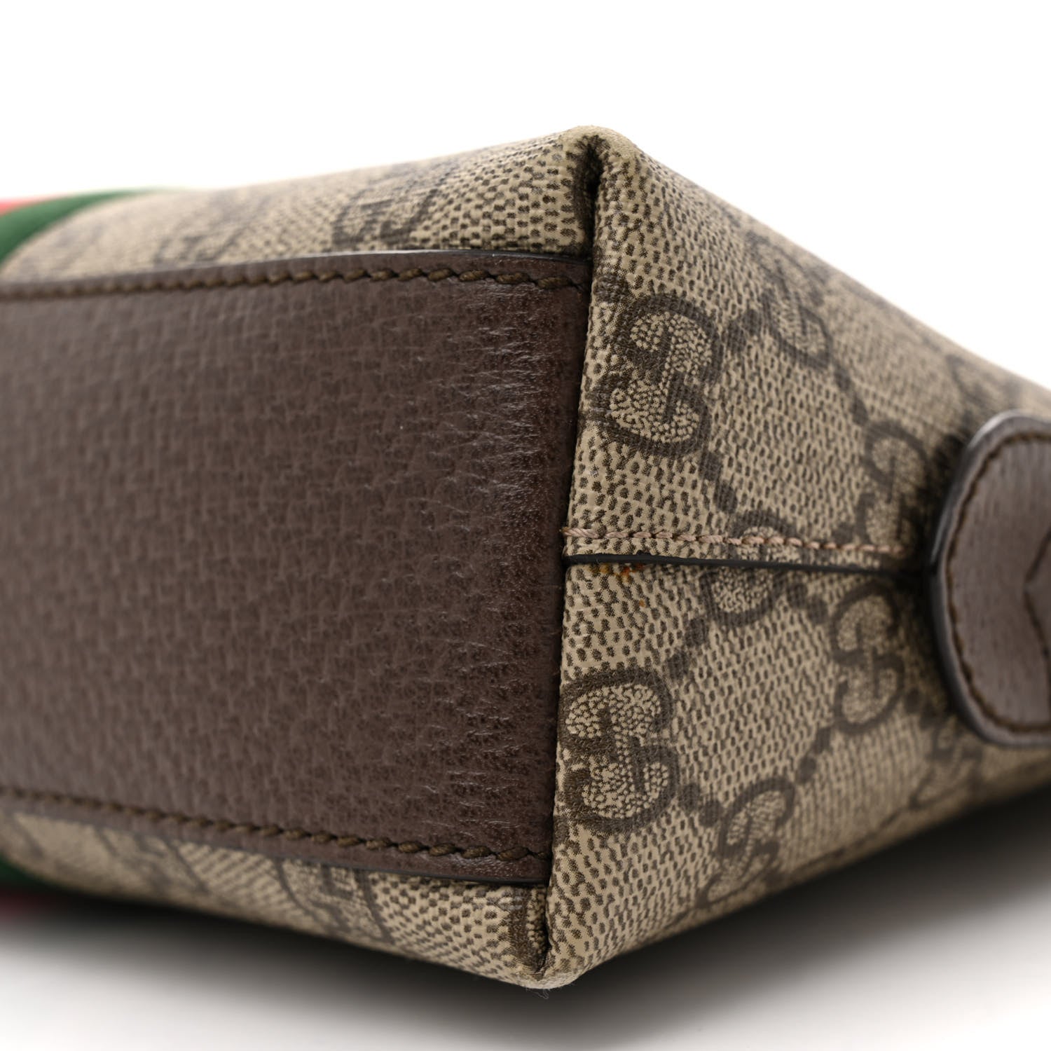 Gucci GG Supreme Monogram Textured Dollar Calfskin Web Small Ophidia Dome Shoulder Bag Beige Ebony New Acero 10 of 11
