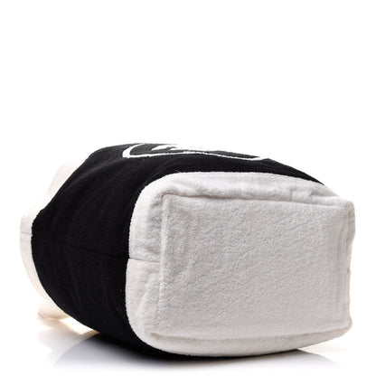 Chanel Terry Cotton CC Beach Tote Towel Set Black White 5 of 12