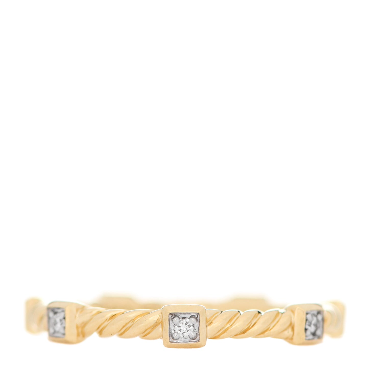 18K Yellow Gold Diamond Cable Collectibles Stack Ring 54 7