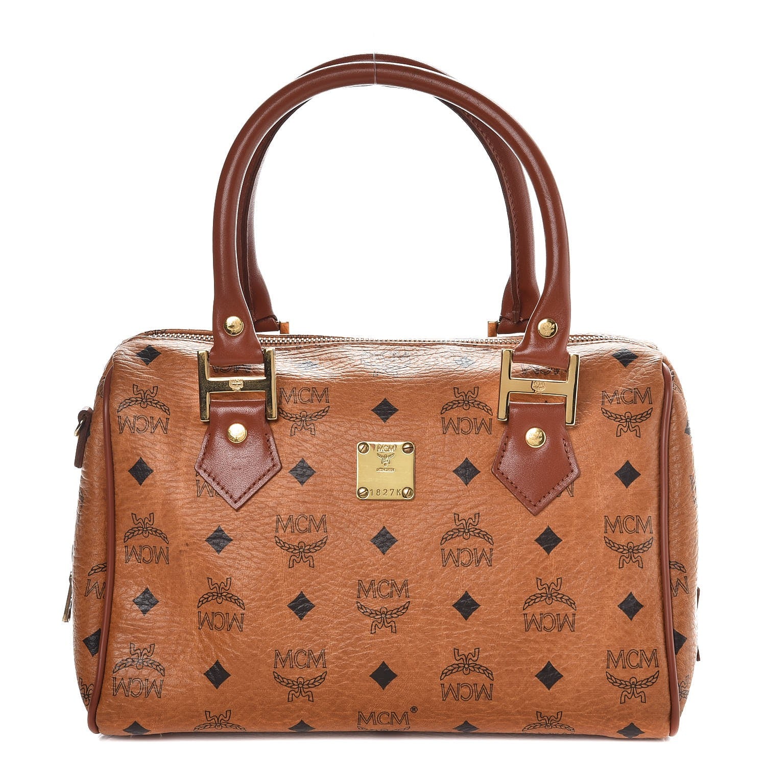 MCM Visetos Boston Bag Cognac 1 of 12