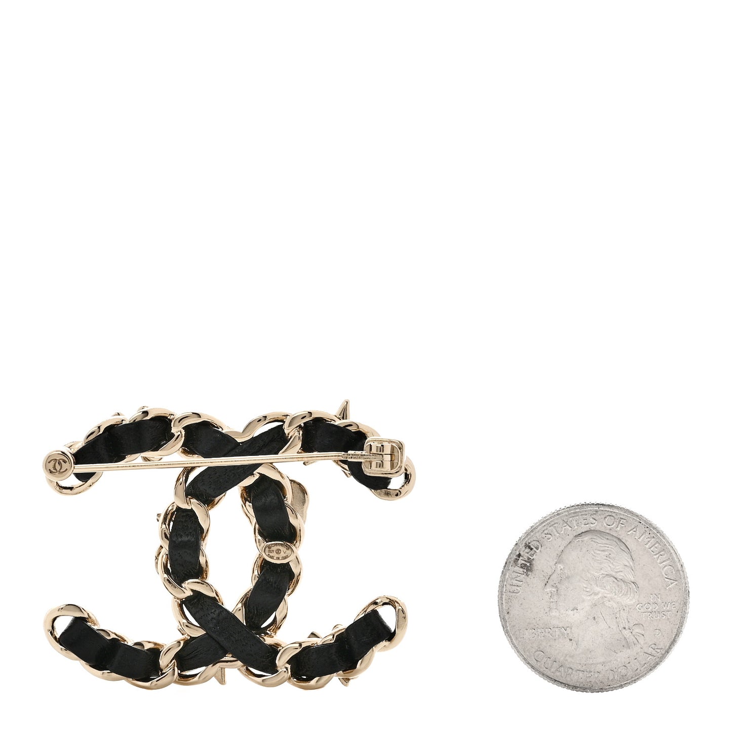 Lambskin Pearl Strass Sergeant Brooch Black Gold