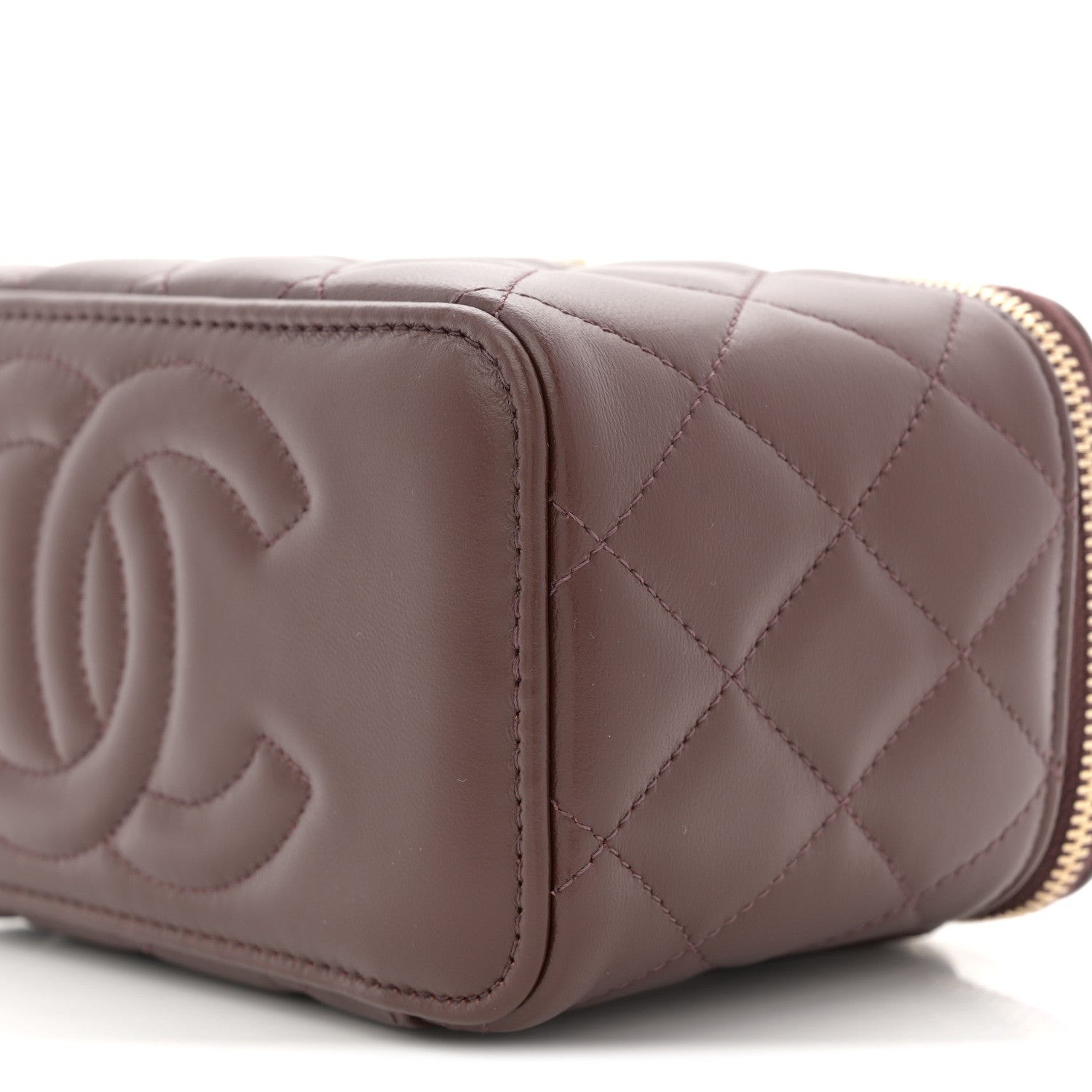 Chanel Lambskin Quilted Small Top Handle Vanity Case With Chain Dark Brown 10 of 11