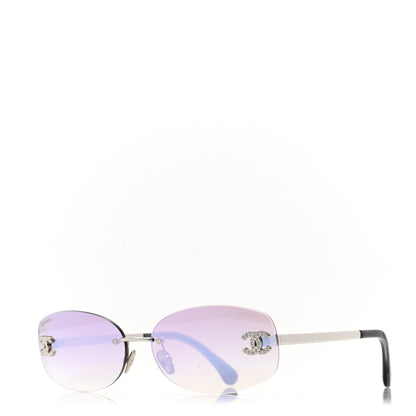 Chanel Metal Mirrored Crystal CC Oval Sunglasses 71559 Pink 1 of 8
