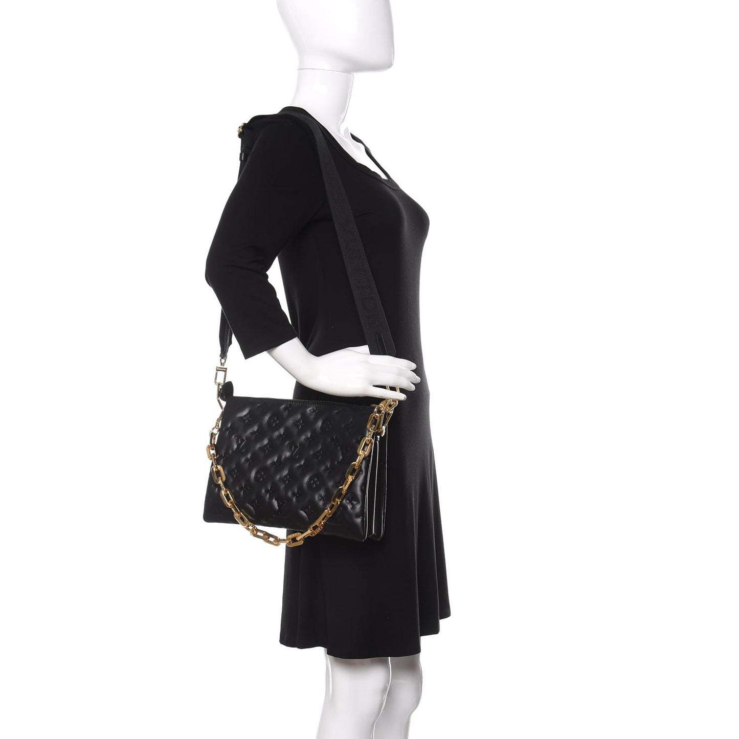 Lambskin Embossed Monogram Coussin PM Black
