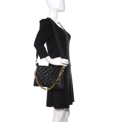 Louis Vuitton Lambskin Embossed Monogram Coussin PM Black 2 of 11