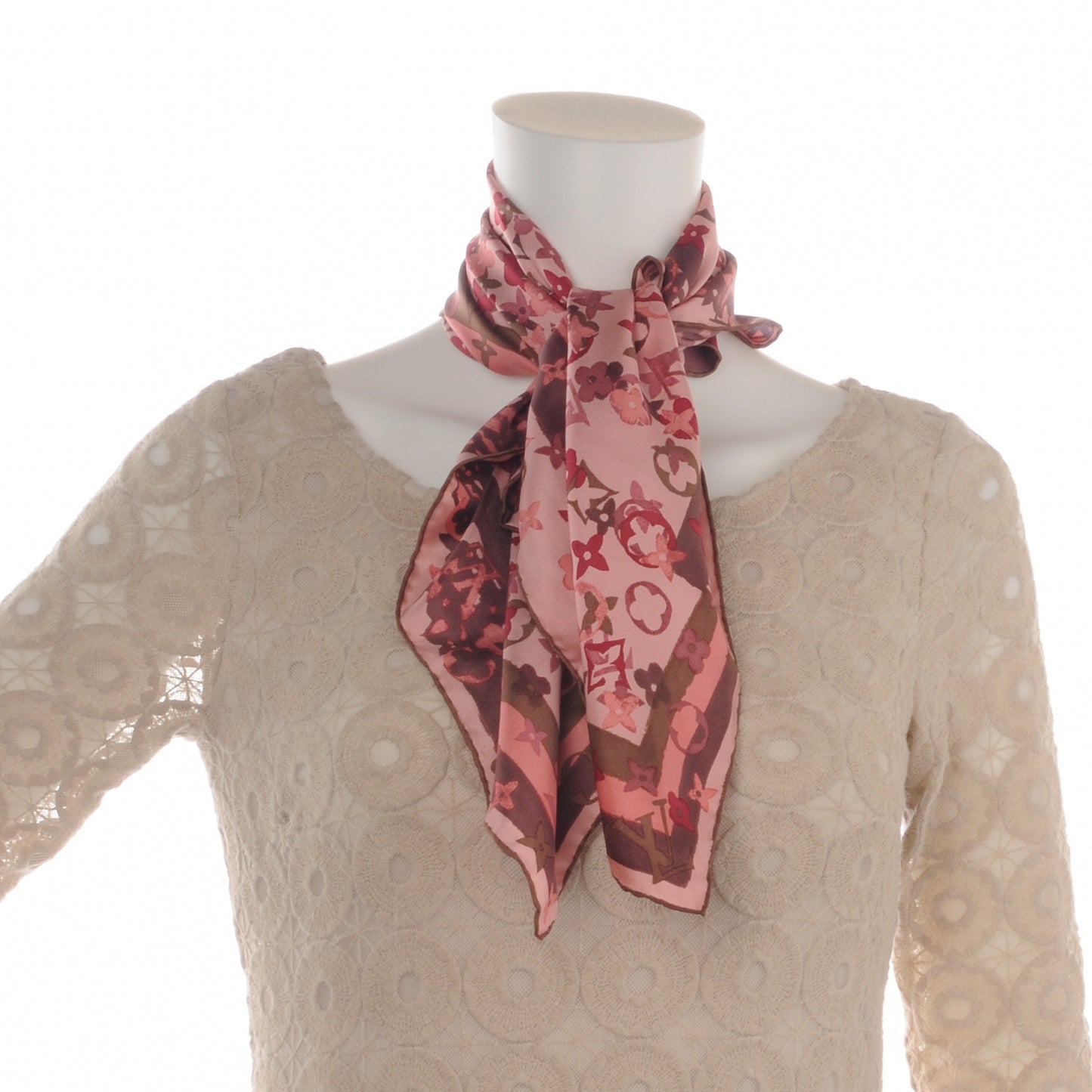 Silk Monogram Arty Square Scarf Pale Pink