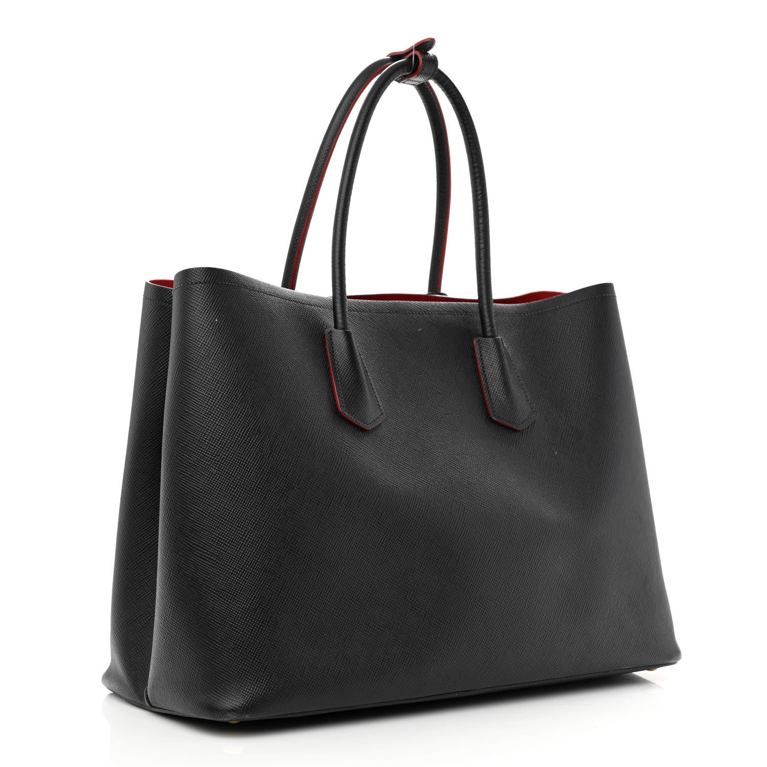 Prada Saffiano Cuir Medium Double Bag Black Fuoco 3 of 19