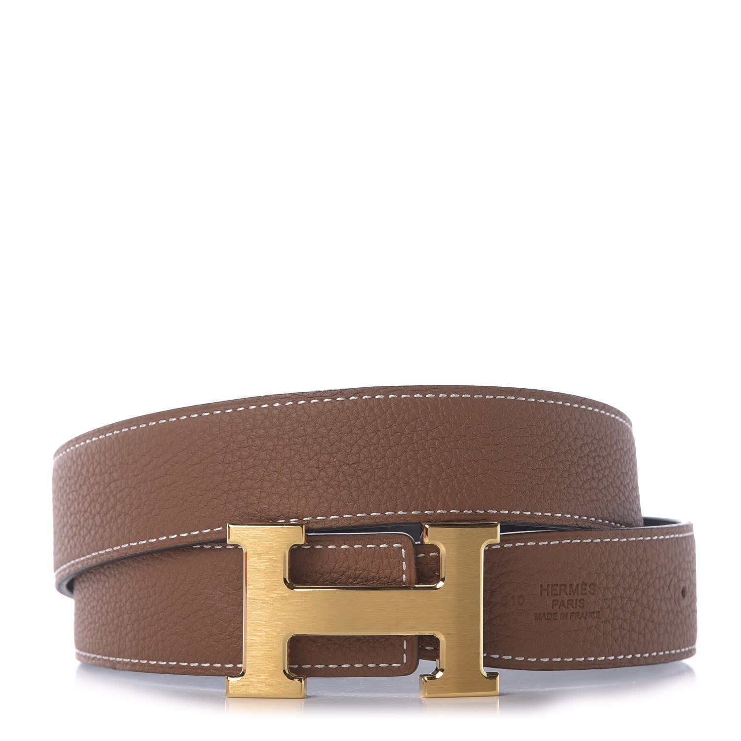 Hermes Box Togo 32mm H Belt 75 Black Gold 1 of 10