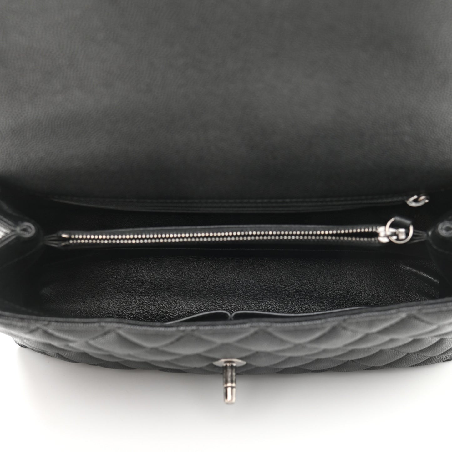 Caviar Lizard Quilted Small Coco Handle Flap Black