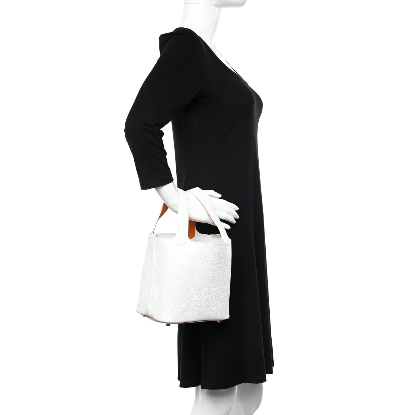 Taurillon Clemence Epsom Picotin 18 PM White Orange