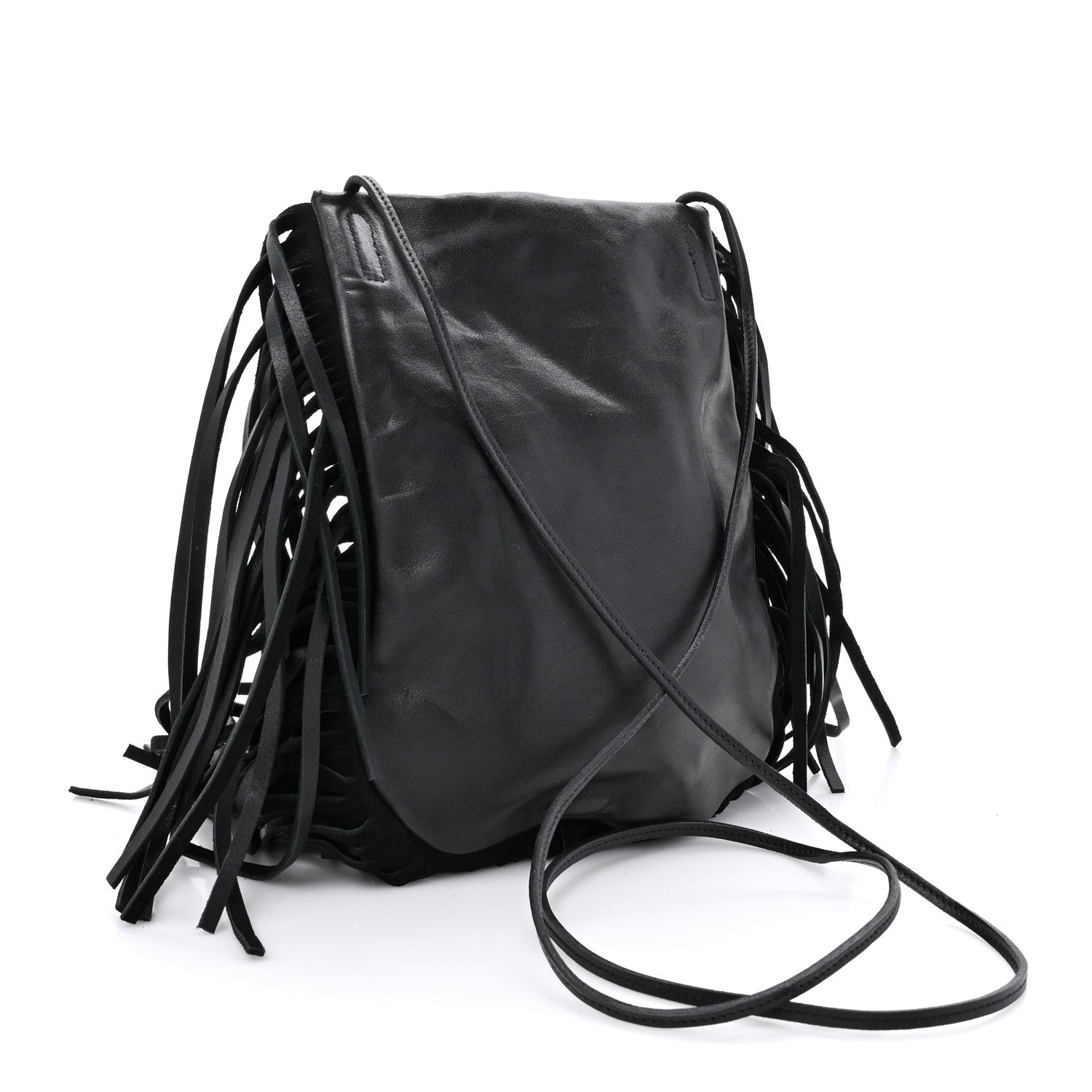 Saint Laurent Calfskin Fringe Small Studded Anita Crossbody Bag Black 3 of 12