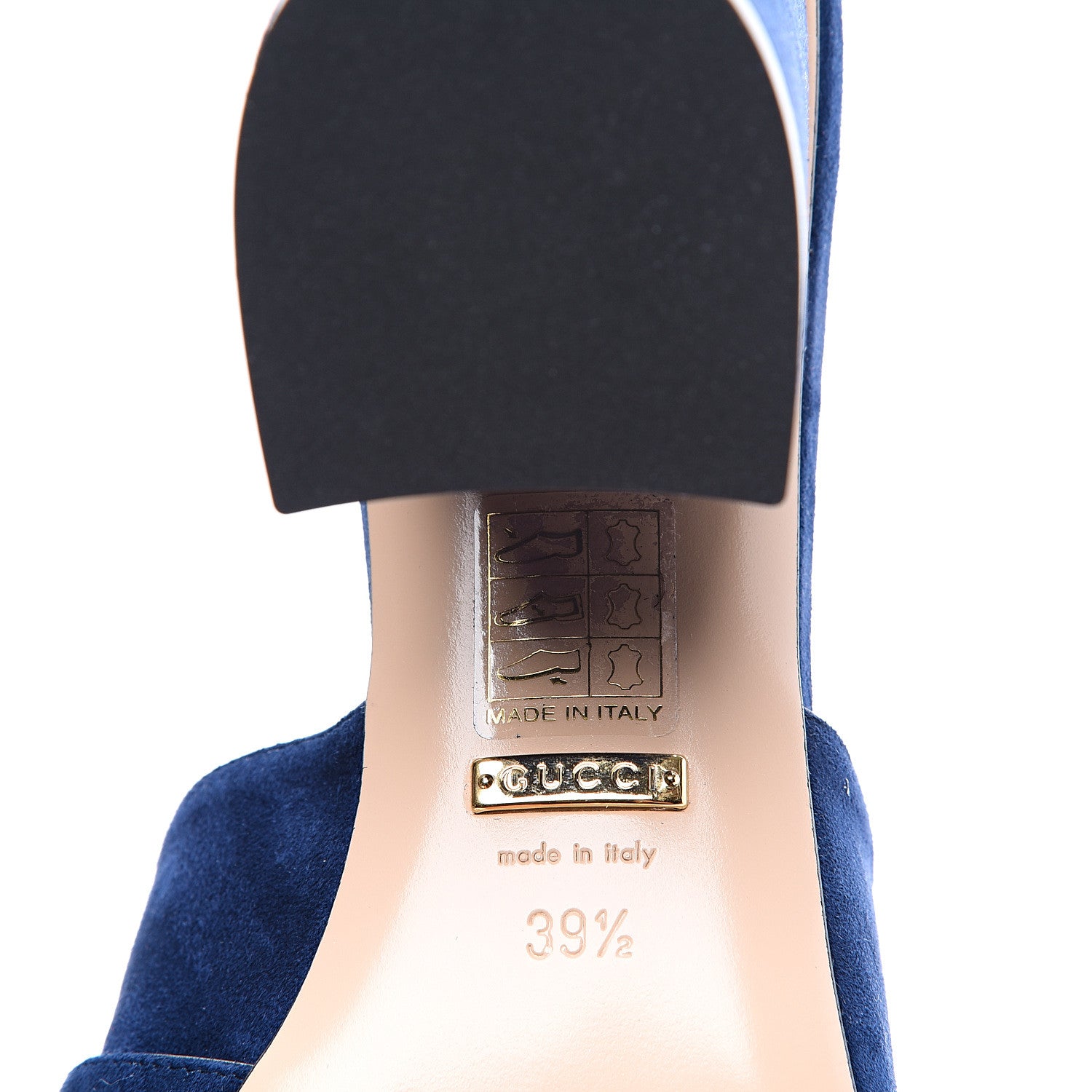 Gucci Kid Scamosciato GG Marmont Fringe 75mm Slide Sandals 39.5 Blue Ink 9 of 10