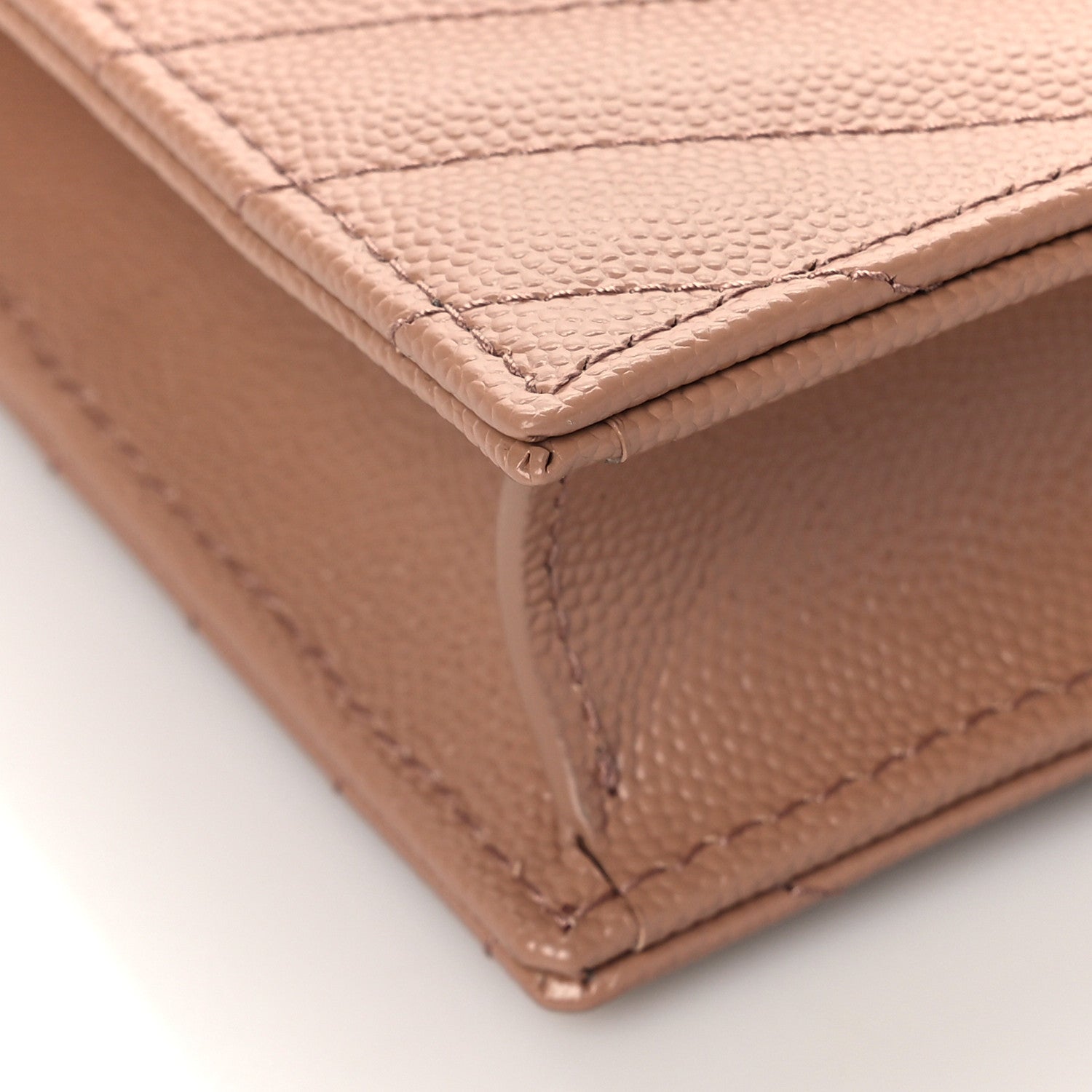Saint Laurent Grain De Poudre Matelasse Chevron Cassandre Envelope Chain Wallet Vintage Peach 6 of 7