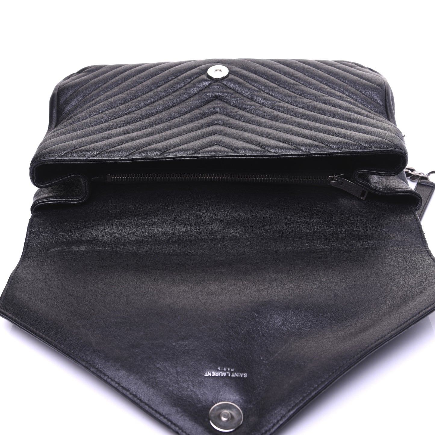 Sheepskin Matelasse Chevron Monogram Large College Satchel Black