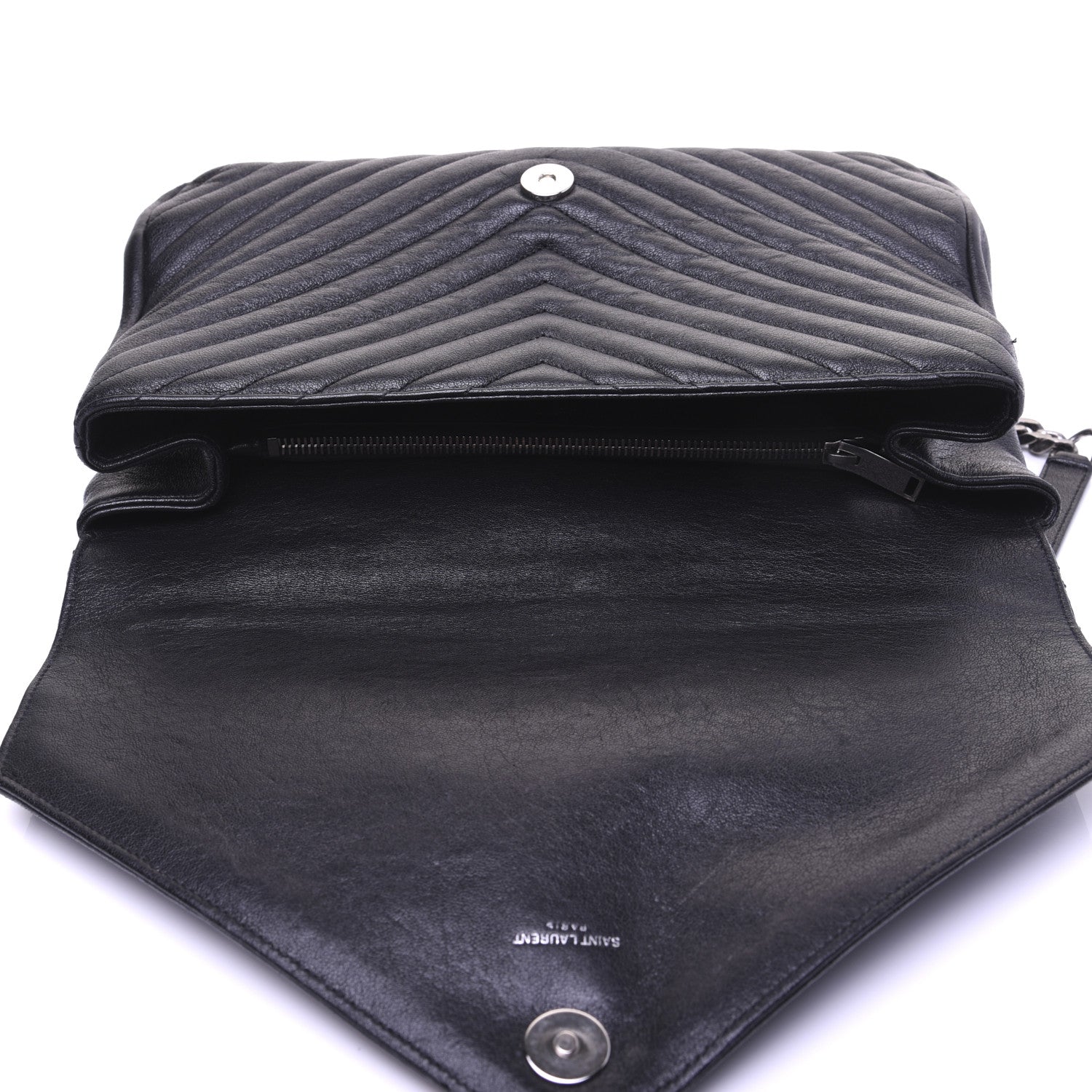 Saint Laurent Sheepskin Matelasse Chevron Monogram Large College Satchel Black 24 of 31