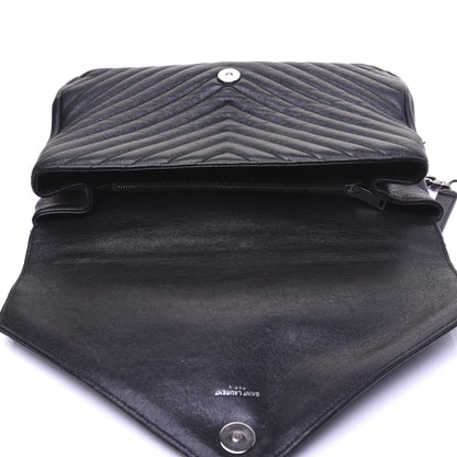 Saint Laurent Sheepskin Matelasse Chevron Monogram Large College Satchel Black 24 of 31