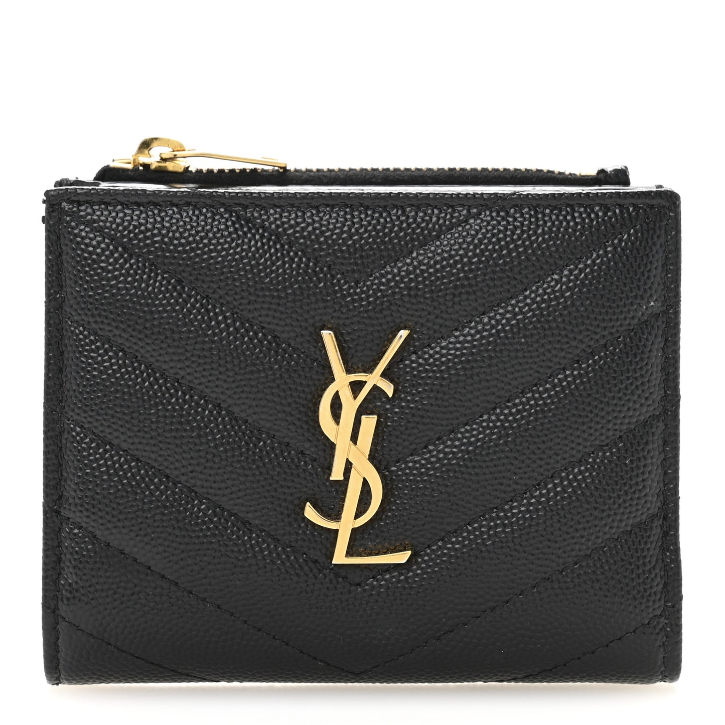 Grain De Poudre Matelasse Chevron Monogram Zipped Card Case Black