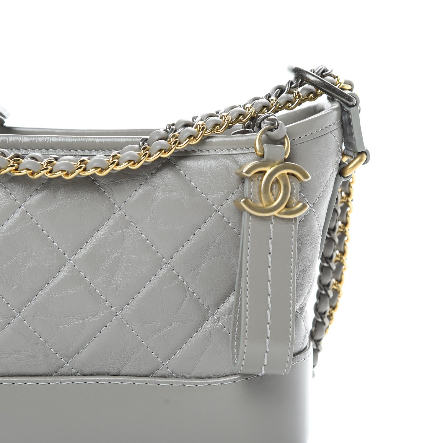 Chanel Aged Calfskin Quilted Small Gabrielle Hobo Grey 8 of 12