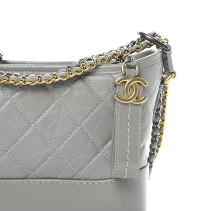 Chanel Aged Calfskin Quilted Small Gabrielle Hobo Grey 8 of 12