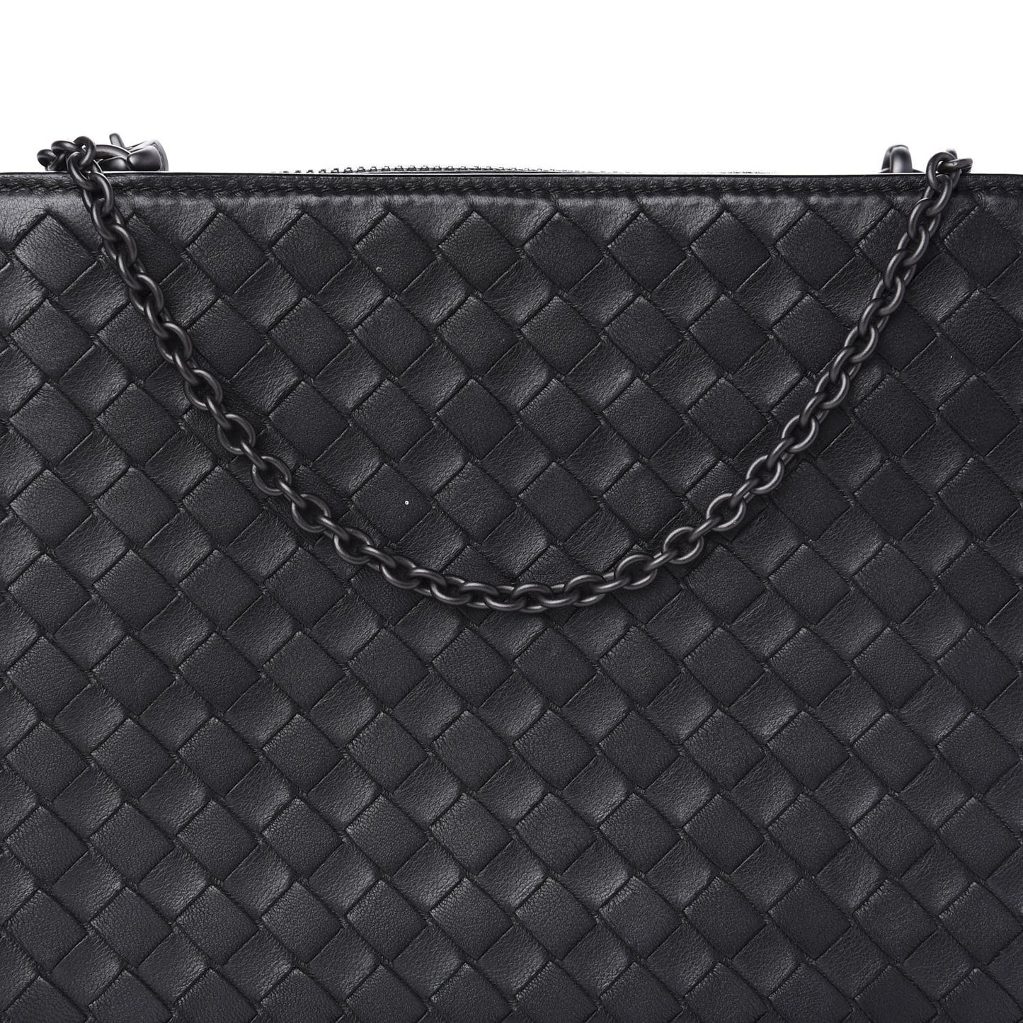 Nappa Intrecciato Chain Wallet Black
