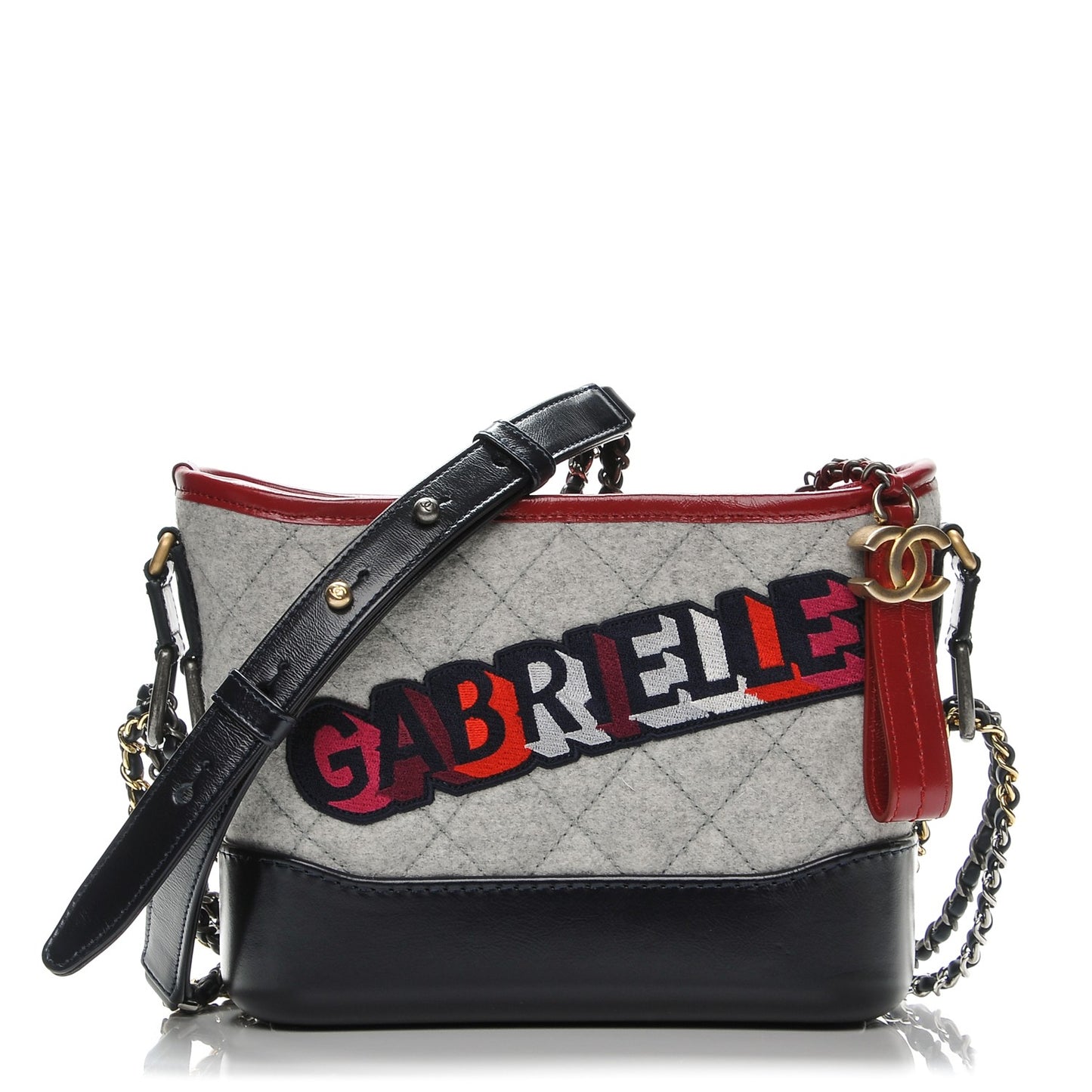 Wool Calfskin Quilted Small Gabrielle Hobo Navy