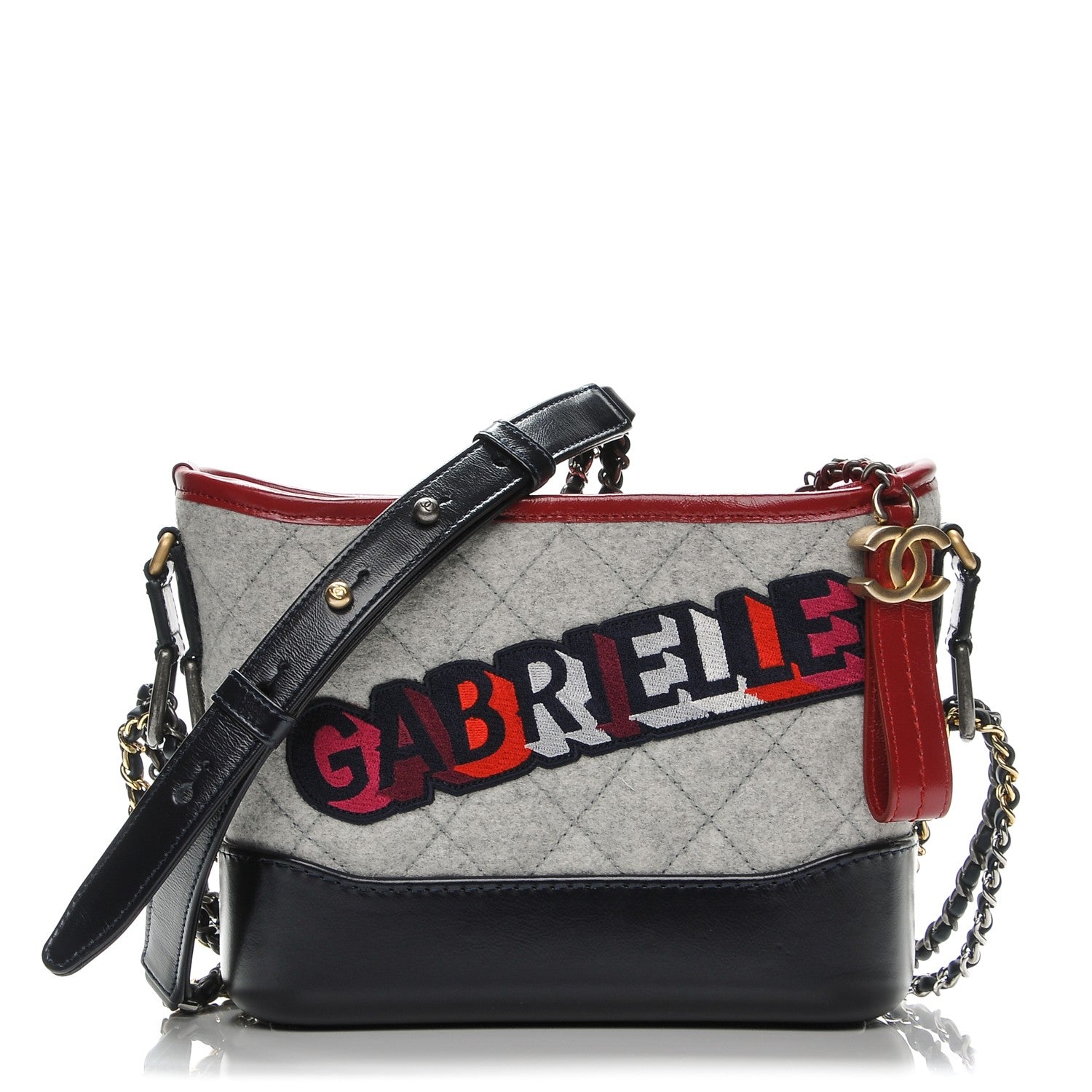 Chanel Wool Calfskin Quilted Small Gabrielle Hobo Navy 1 of 8