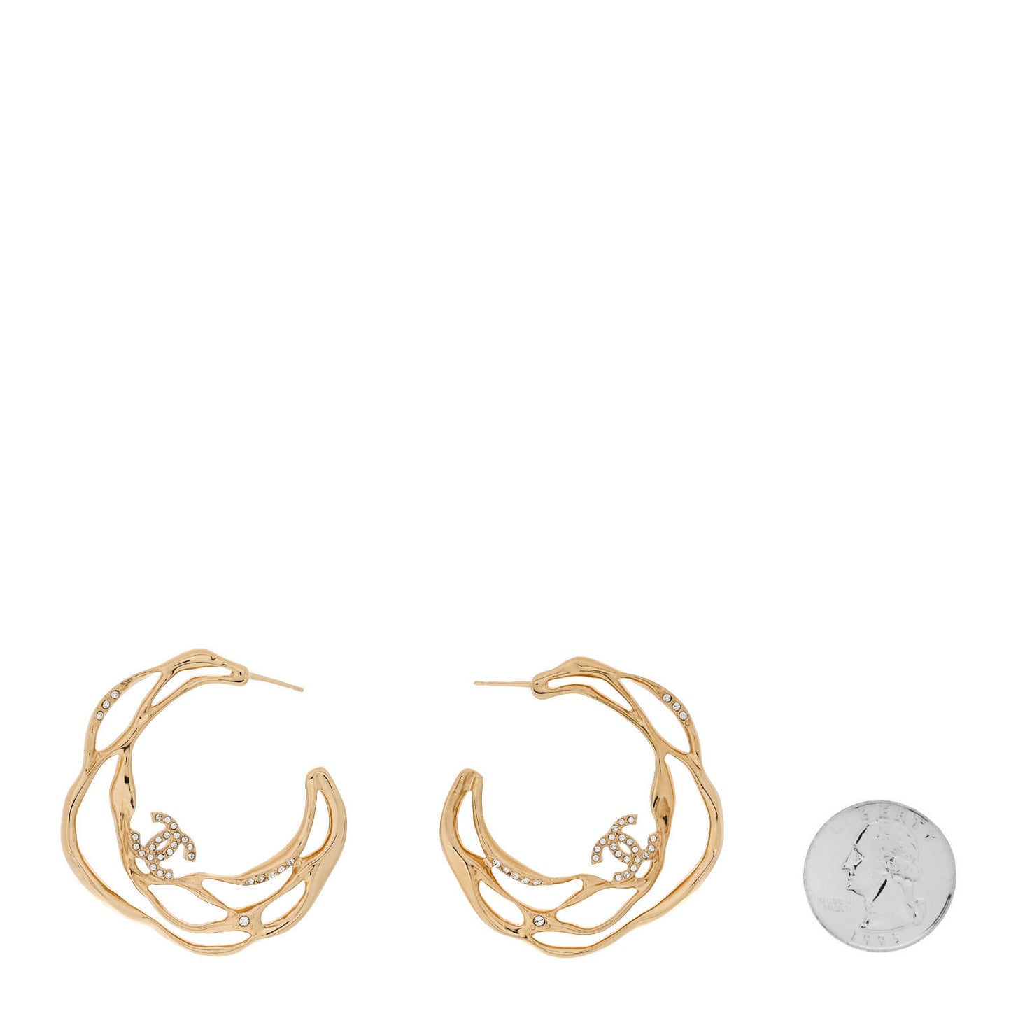 Crystal CC Diamantes Hoop Earrings Gold