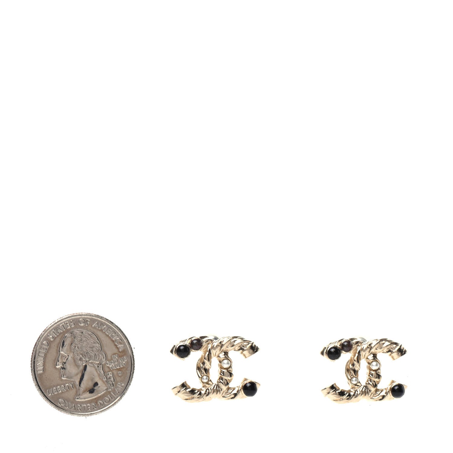 Chanel Pearl Resin Twisted CC Earrings Gold 2 of 5