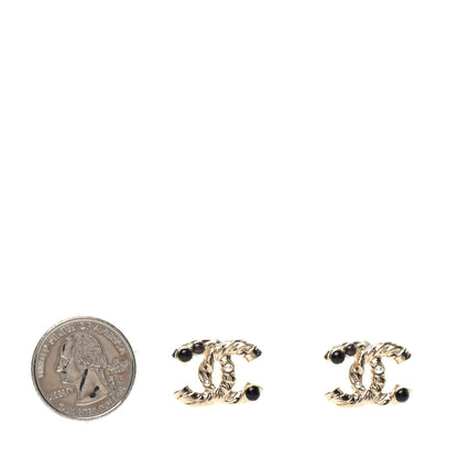 Chanel Pearl Resin Twisted CC Earrings Gold 2 of 5