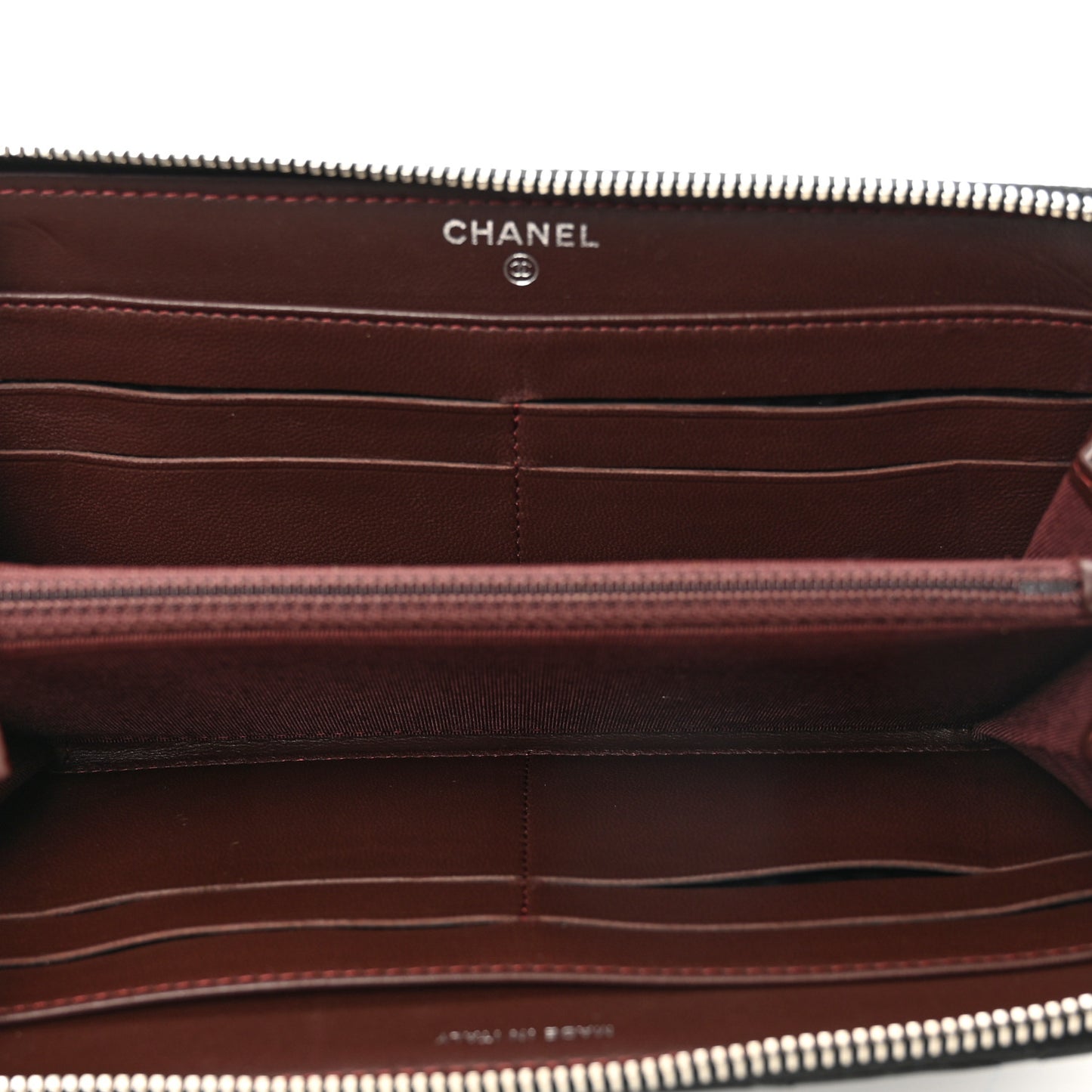Lambskin Quilted Large Gusset Zip Around Wallet Black