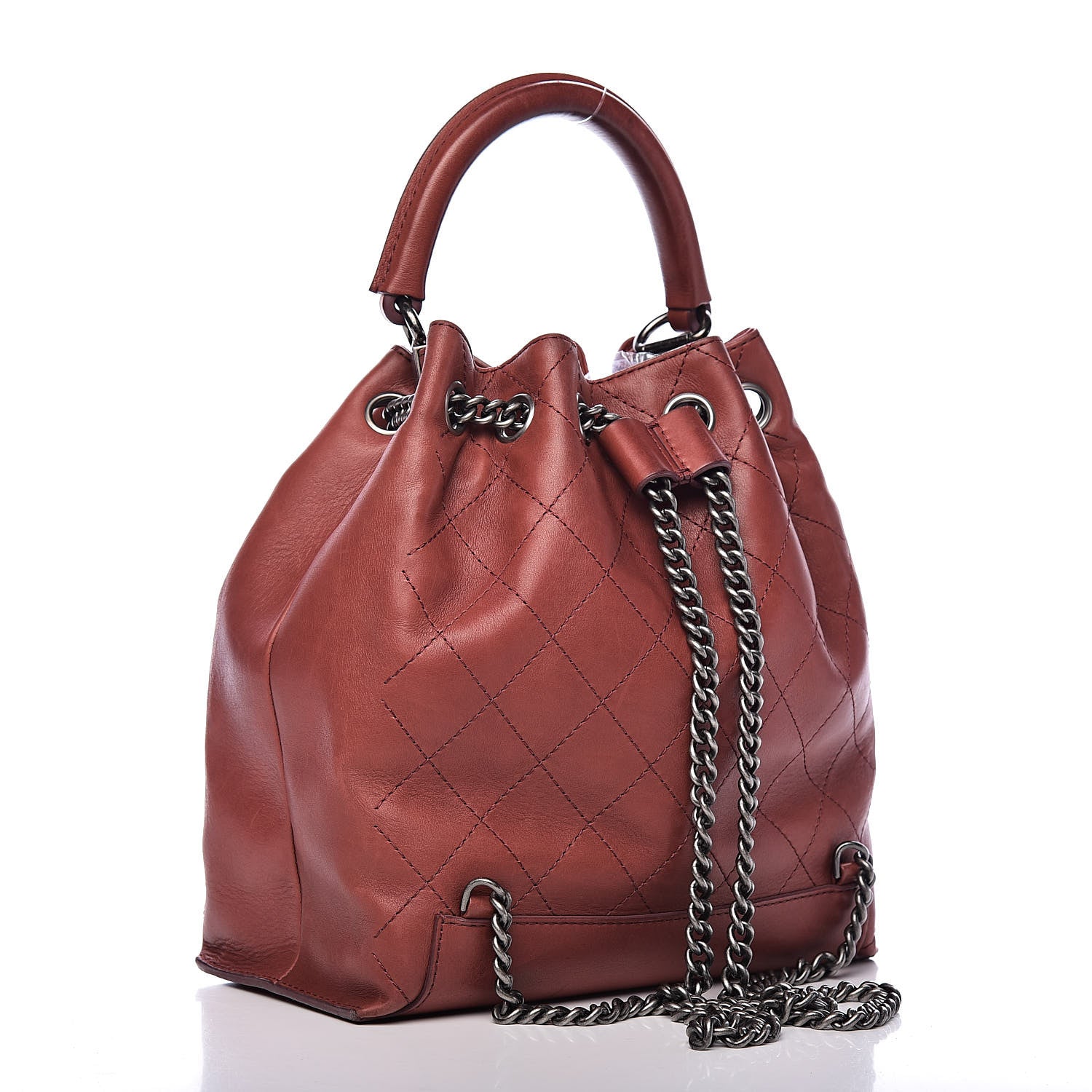 Chanel Calfskin Stitched Medium Urban Luxury Drawstring Backpack Dark Red 3 of 11